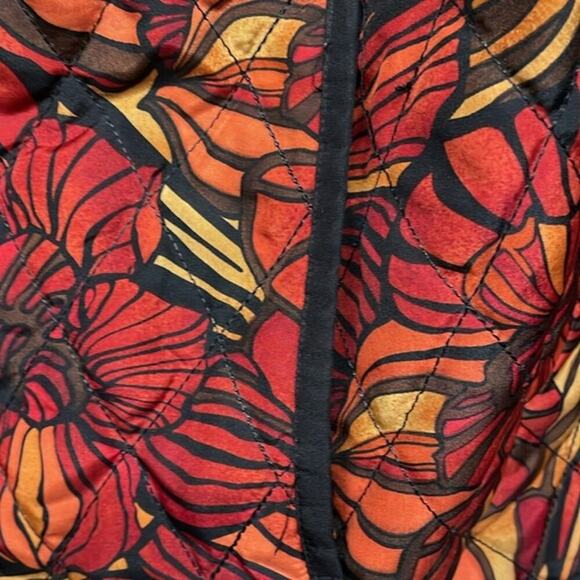 RQT Woman Orange Black Floral Quilted Design Full Zip Coat Size 2X - Picture 7 of 8